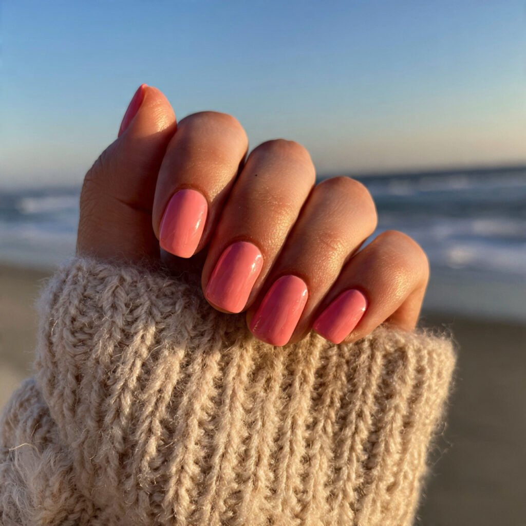 Coral Pink Nail Art