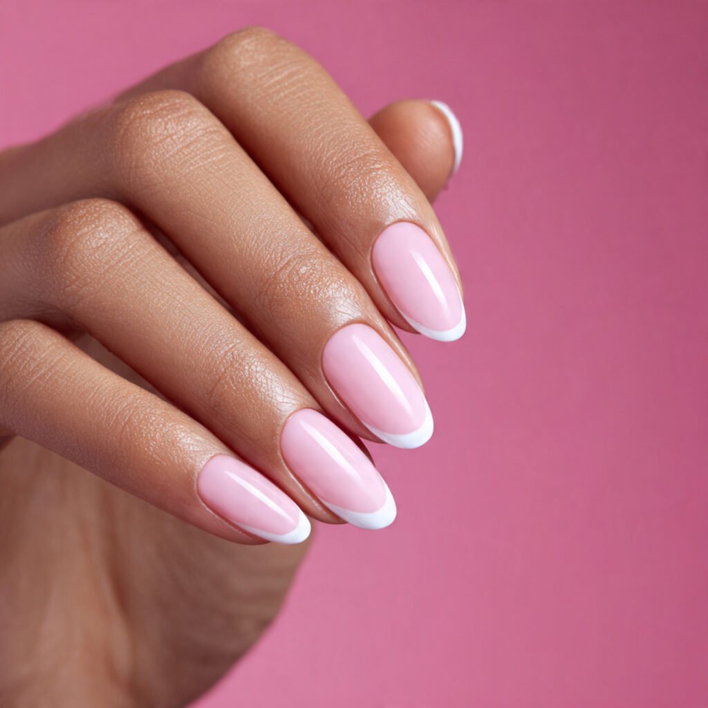 Pink and White French Tip Nails