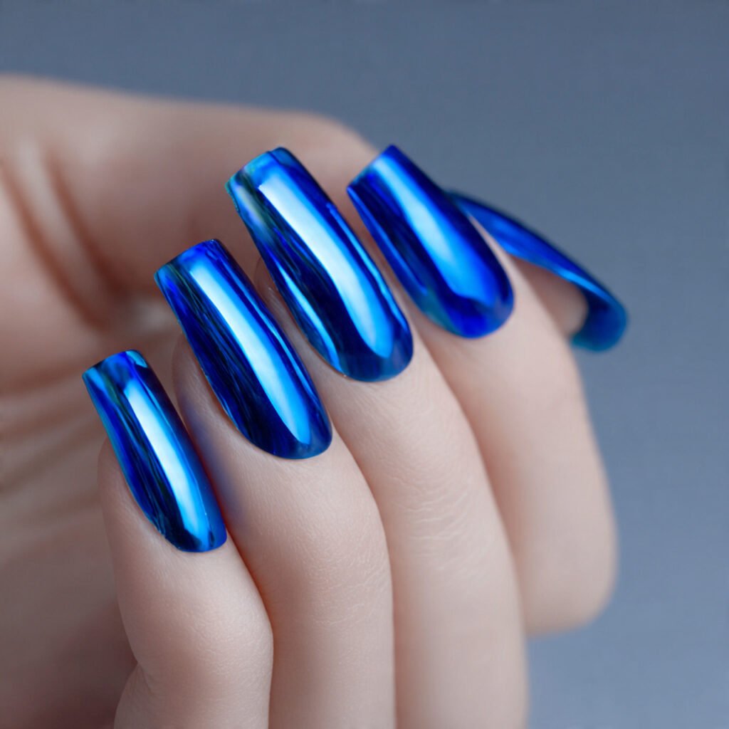 Blue Chrome Nail Ideas