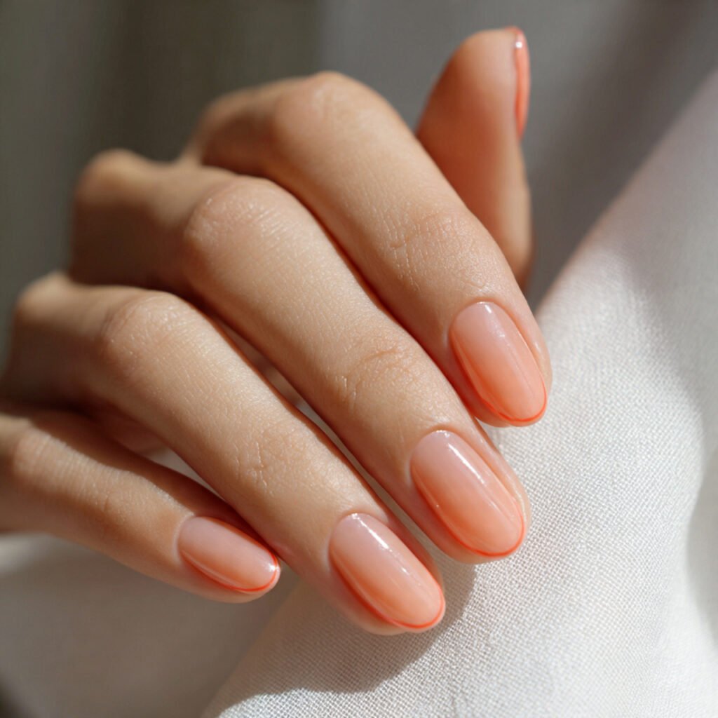 Peach Coral Minimalist Nail Ideas