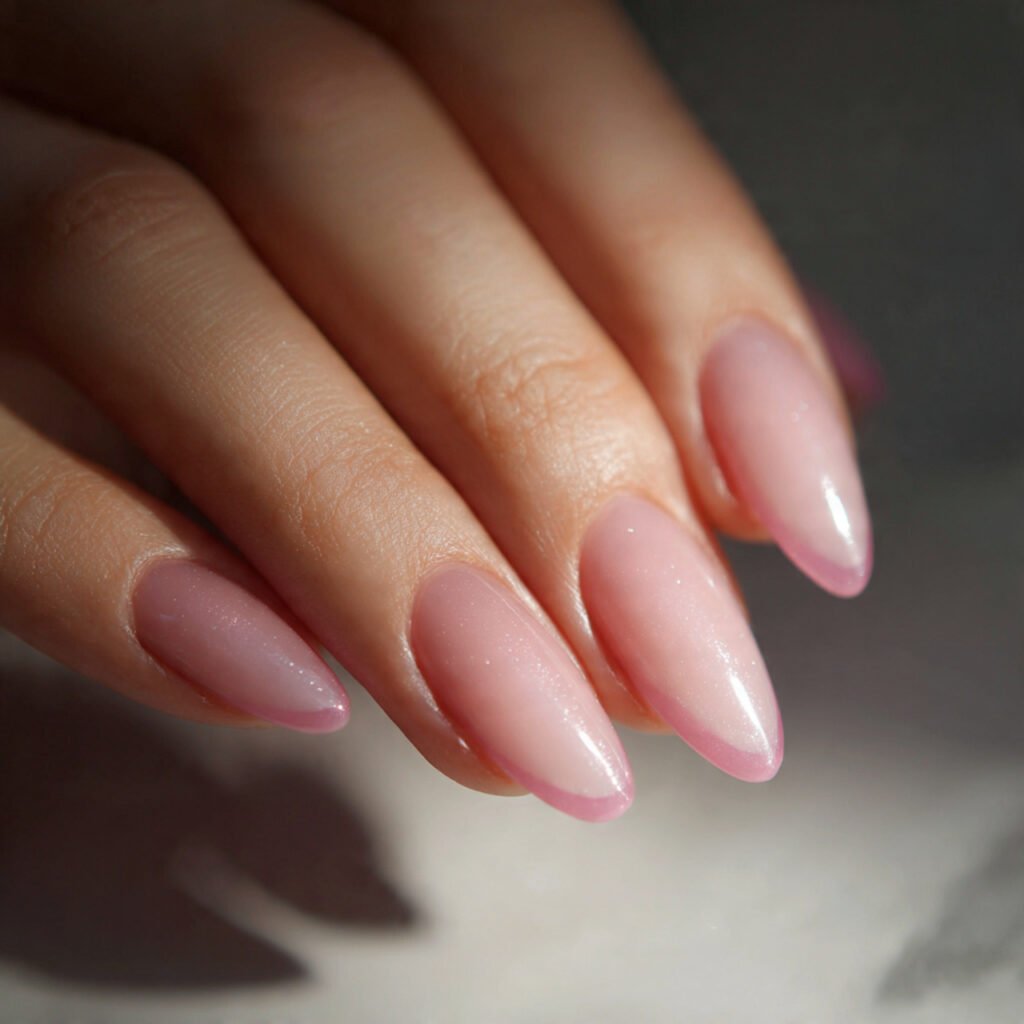 Pink French Tip Almond Nails