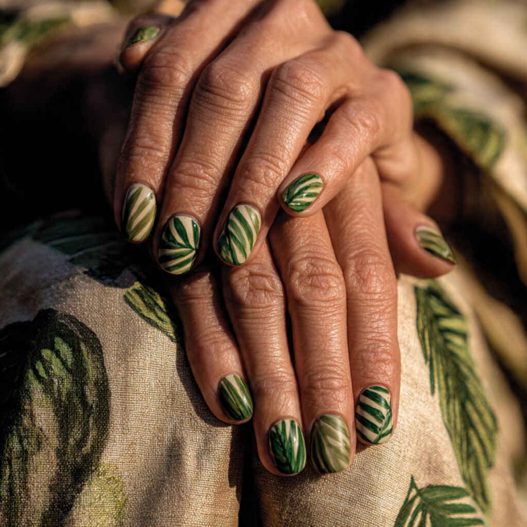 25 Gorgeous End of Summer Nail Ideas You Will Absolutely Love 15 Palm Leaf Nail Ideas