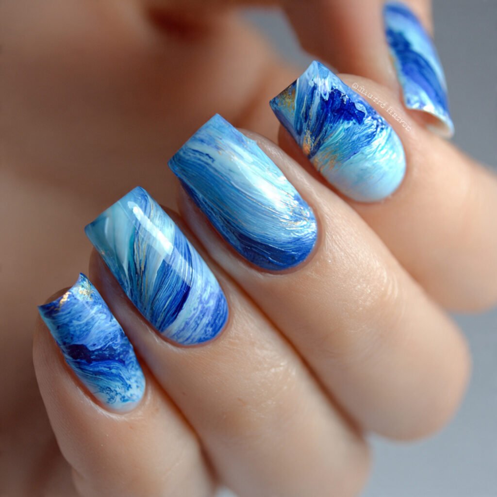 Blue Abstract Nail Art Ideas