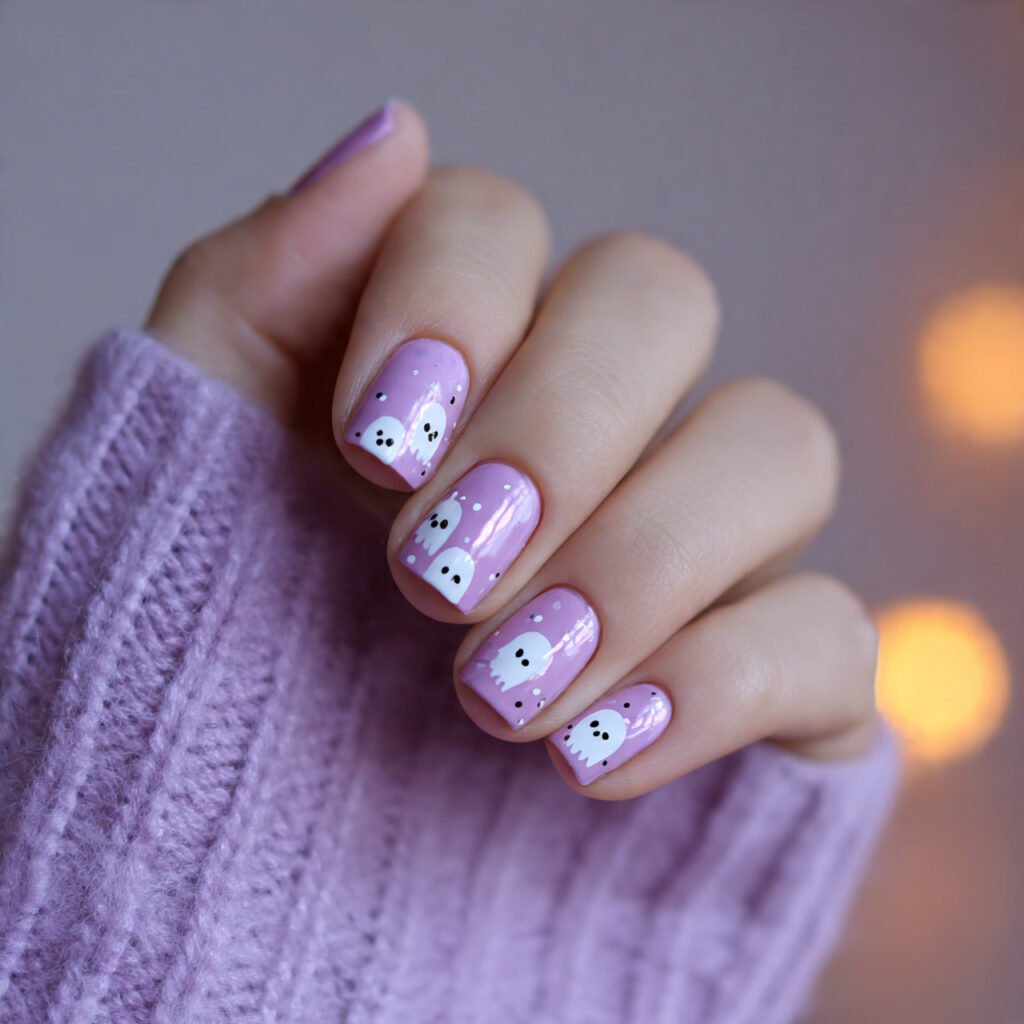 30 Best Halloween Nail Ideas for Every Vibe and Skill Level 17 Cute Ghost Nail Art