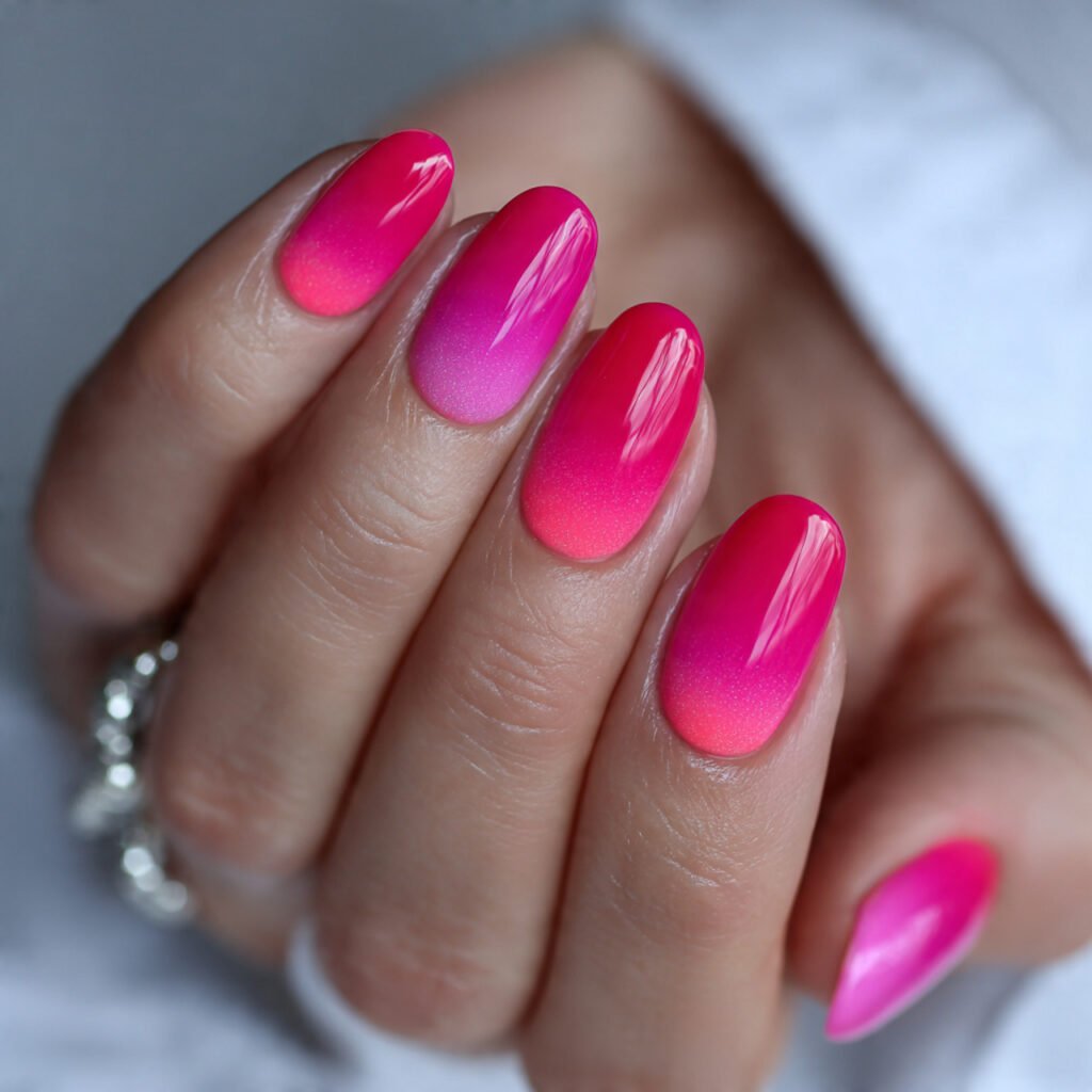 Hot Pink Ombre Nails