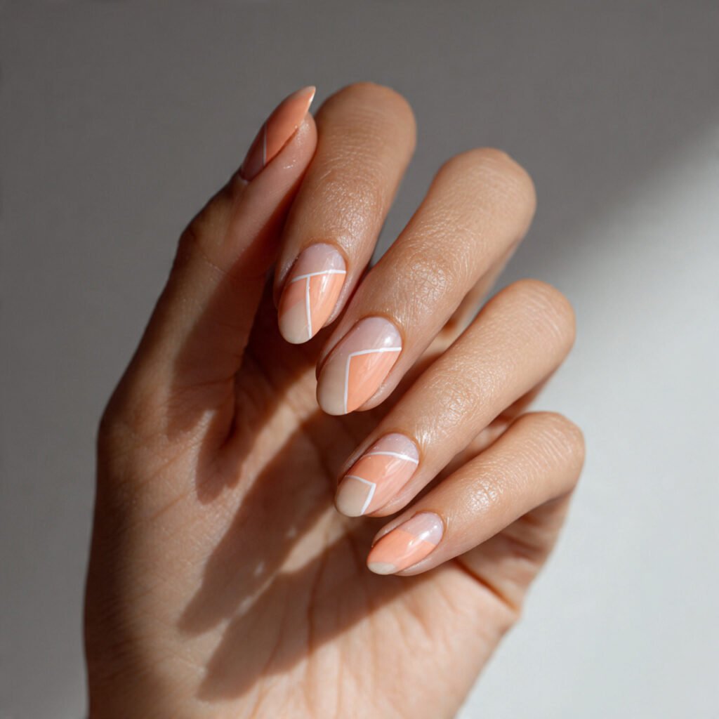 Peach Coral Negative Space Nail Ideas