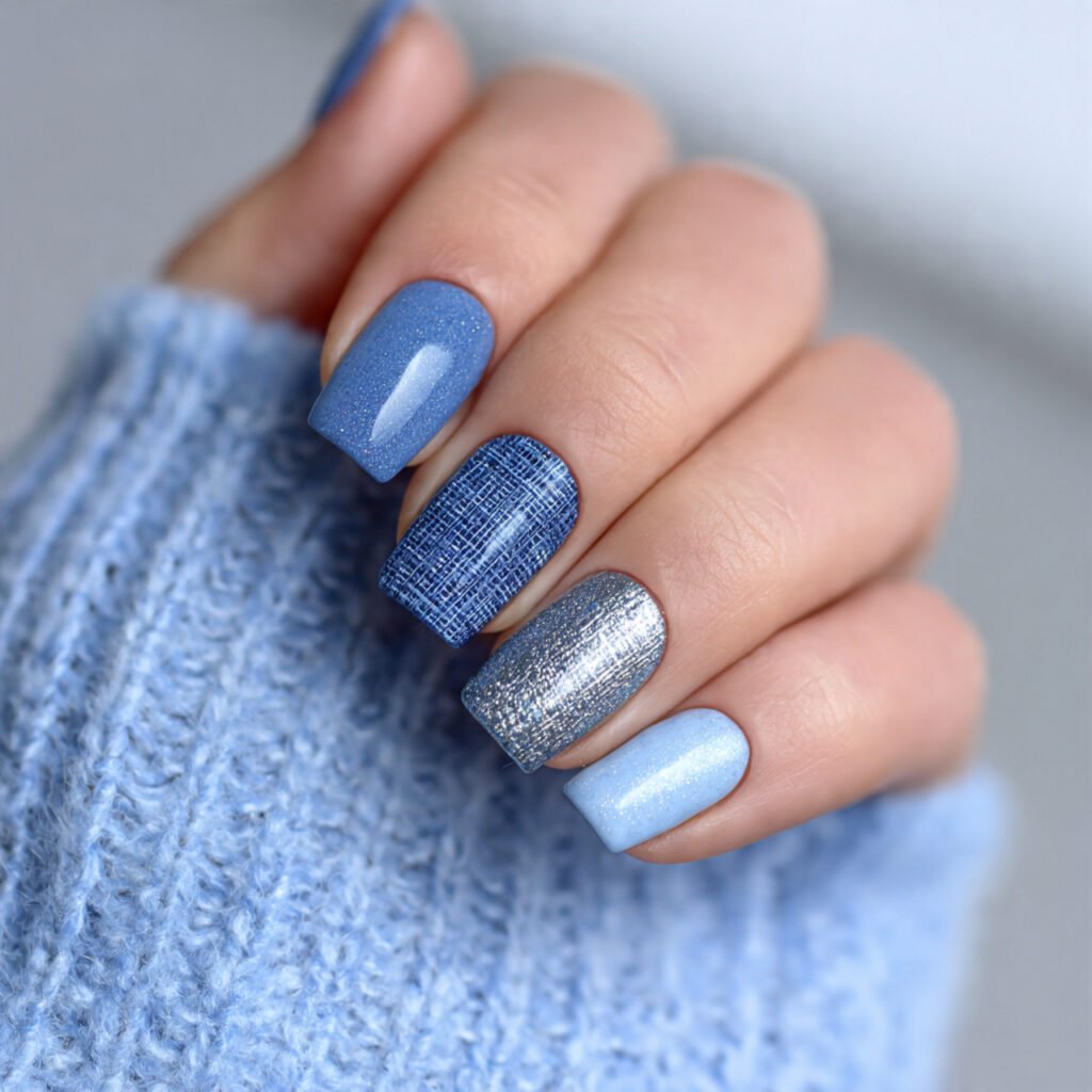 17 denim nail ideas a close up photograph of squar