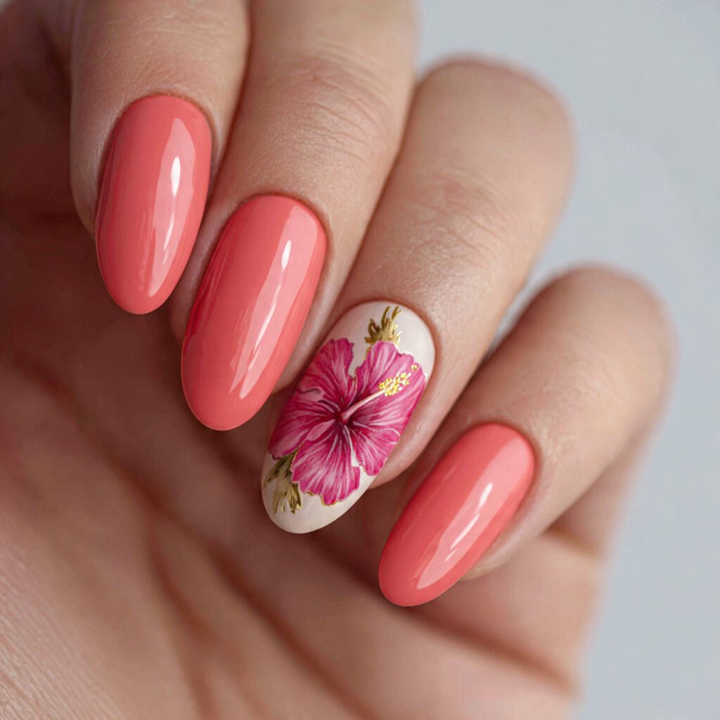 Hibiscus Accent Nail Ideas