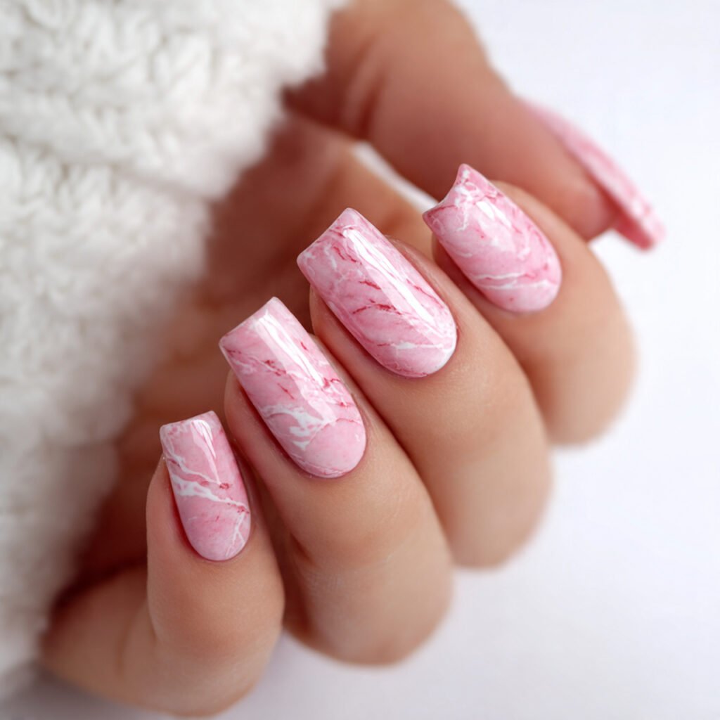 Pink Marble Nail Designs