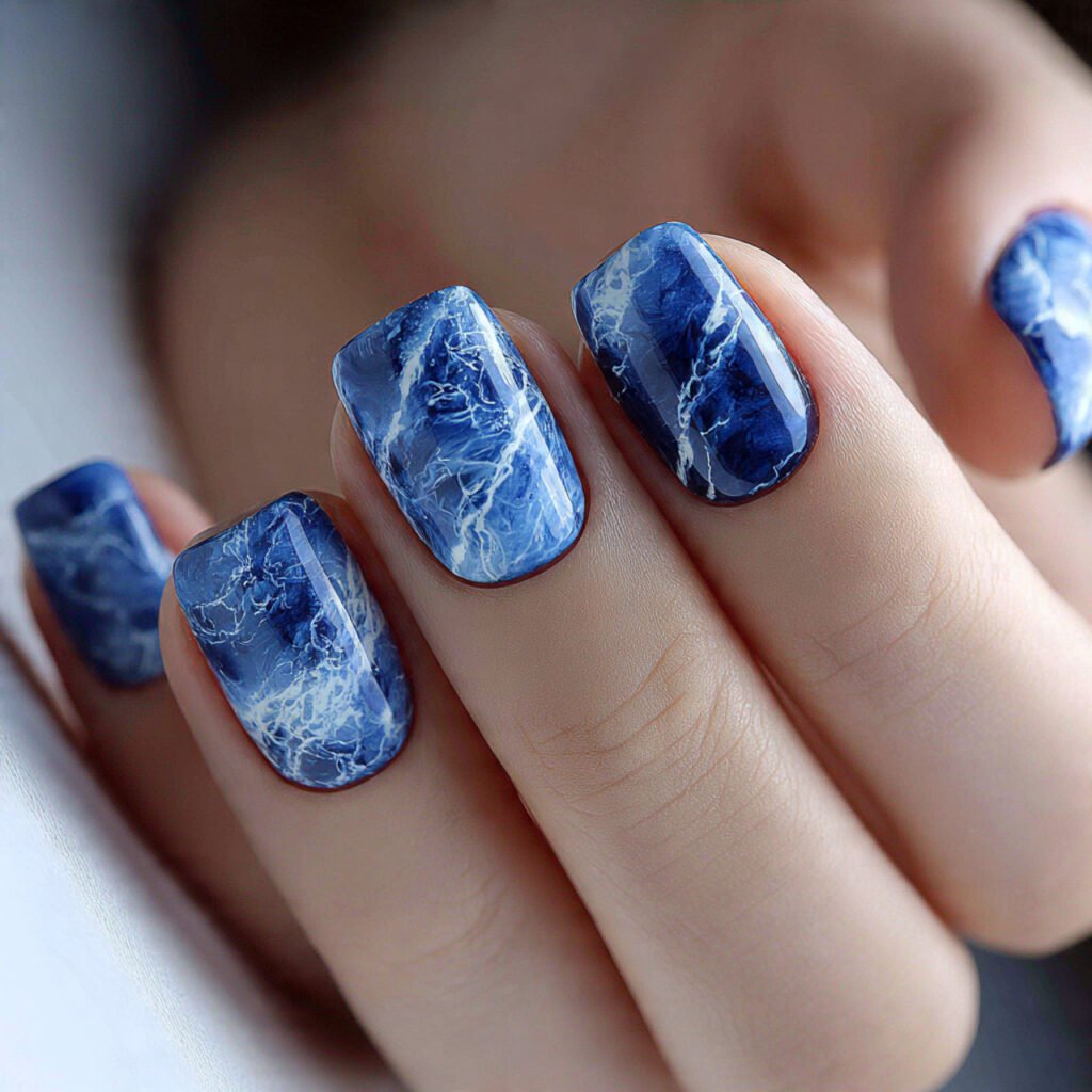 Blue Marble Nail Ideas