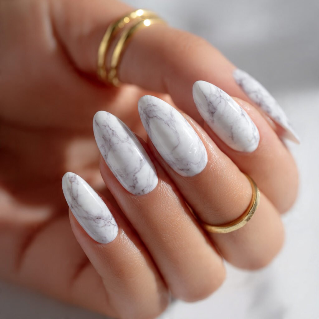 Marble Almond Nail Ideas for Summer