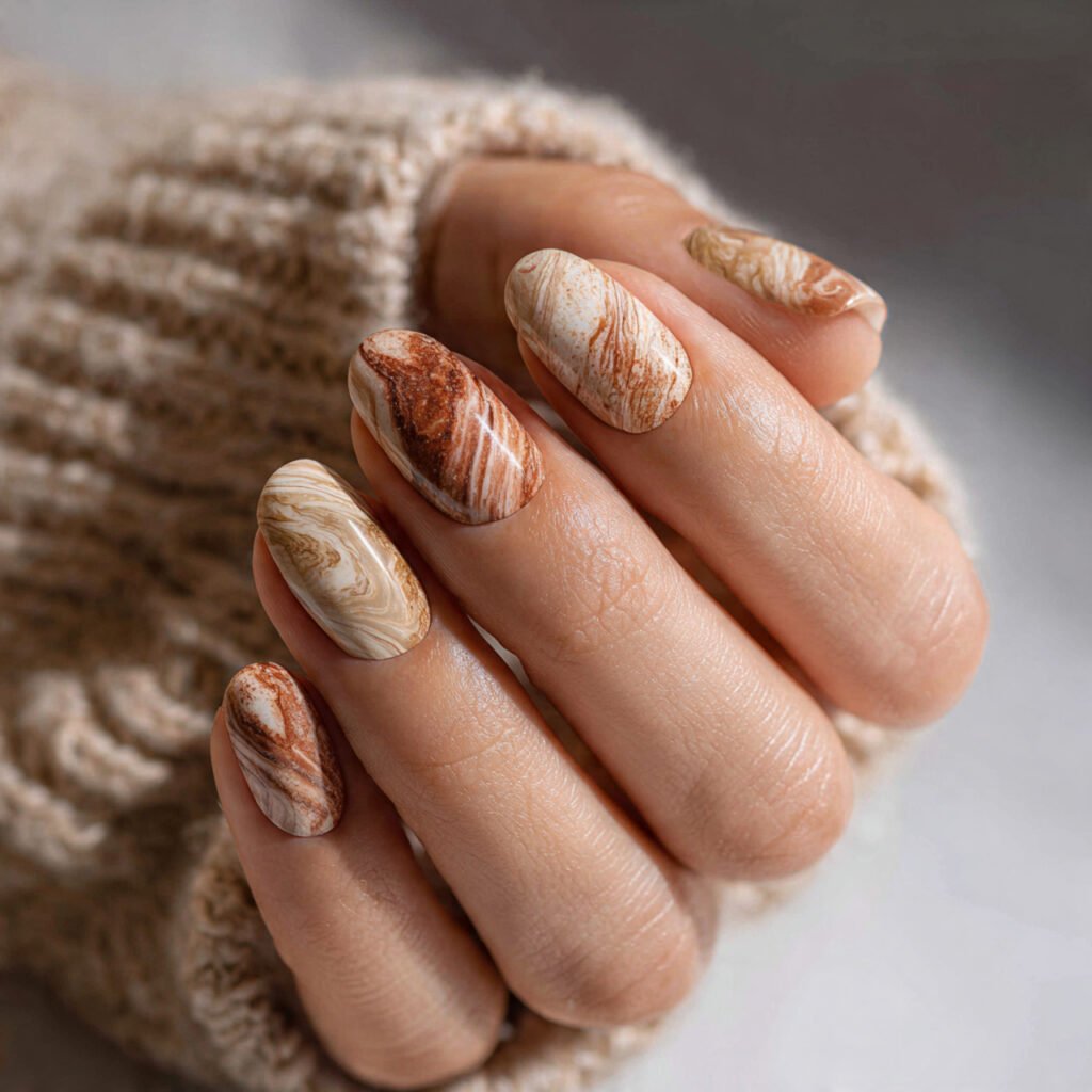 Earthy Marble Nail Ideas