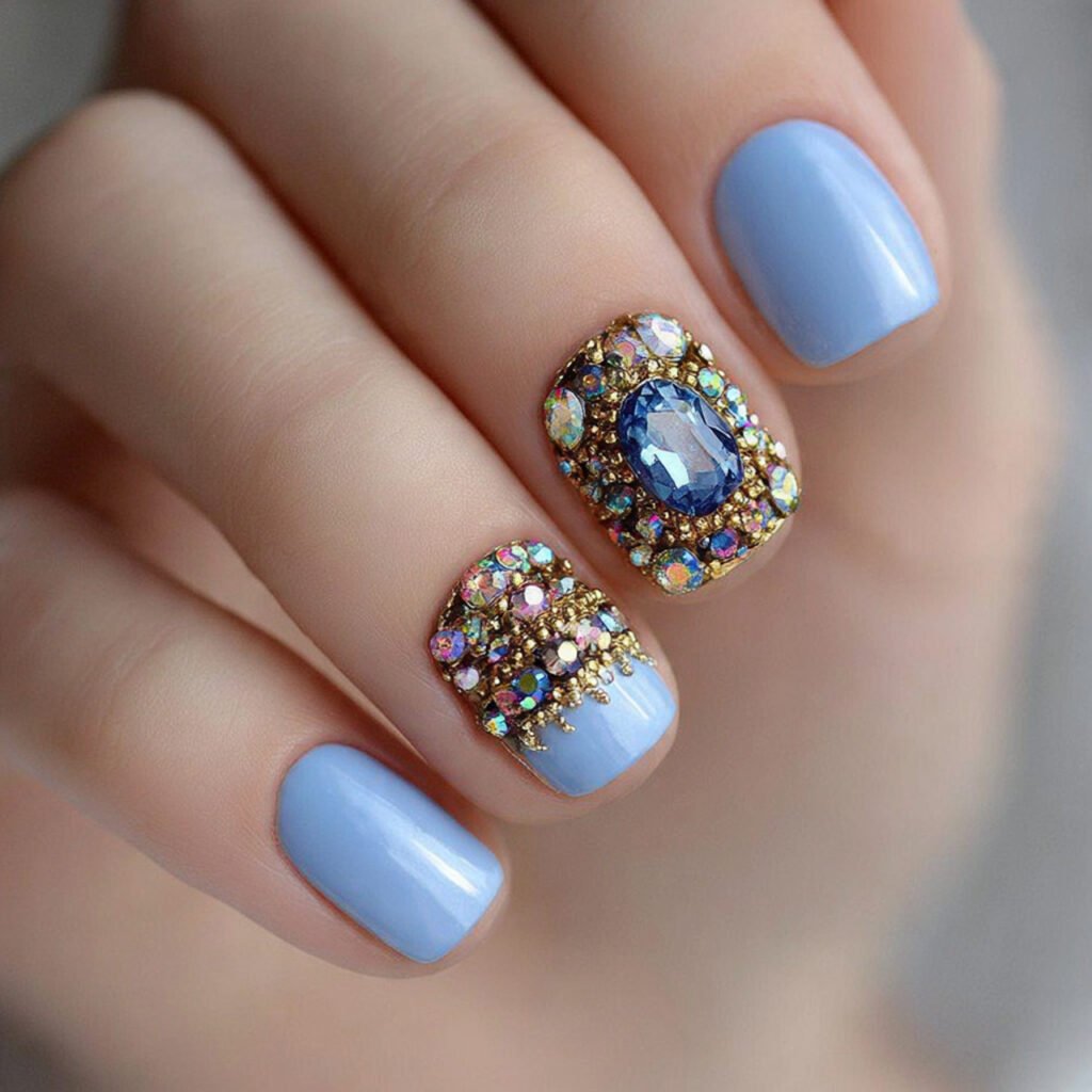 Gemstone Accent Nails Ideas 