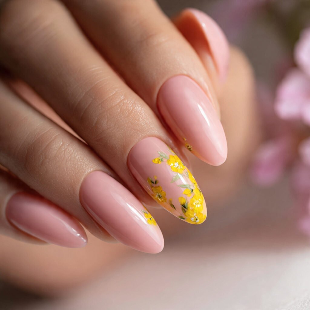 Pink and Yellow Almond Nail Ideas