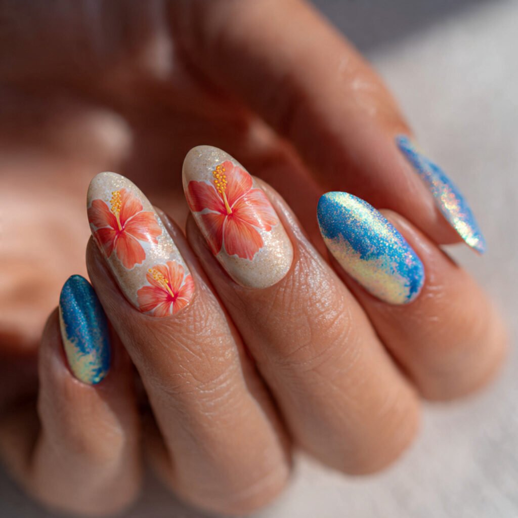 Hibiscus Beach Nail Ideas