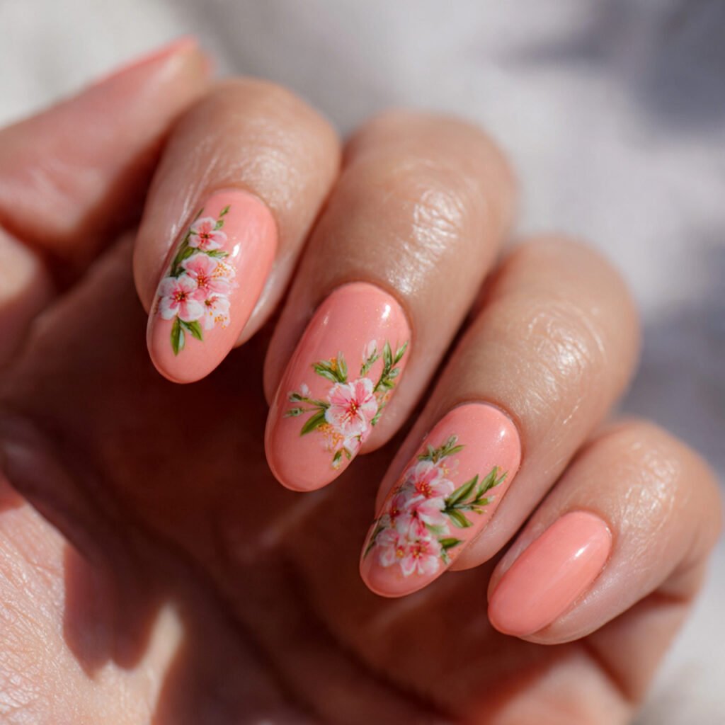 Peach Coral Spring Nail Ideas