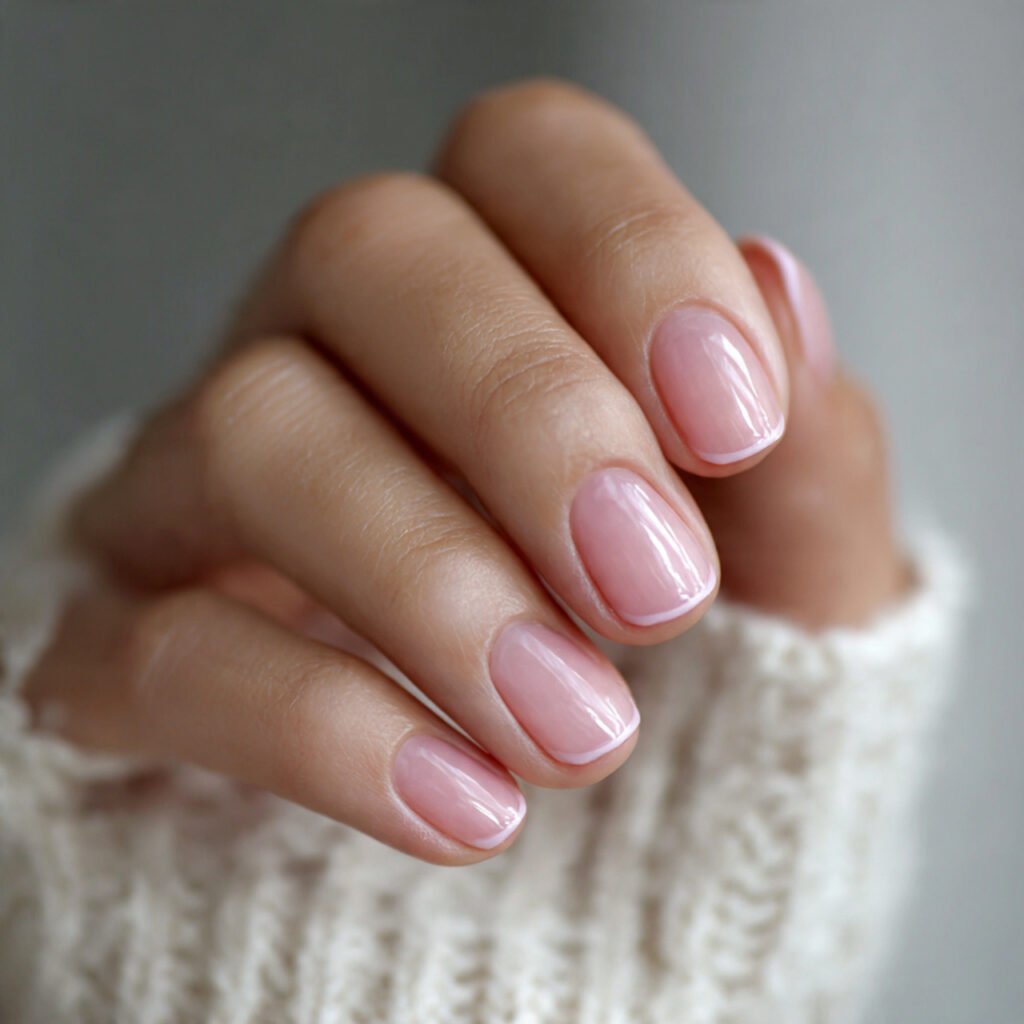 Pink French Tip Short Nails