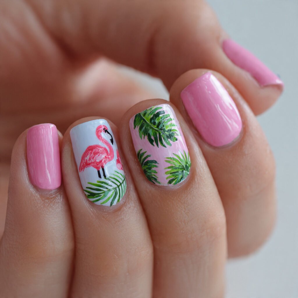 Pink Tropical Nail Art