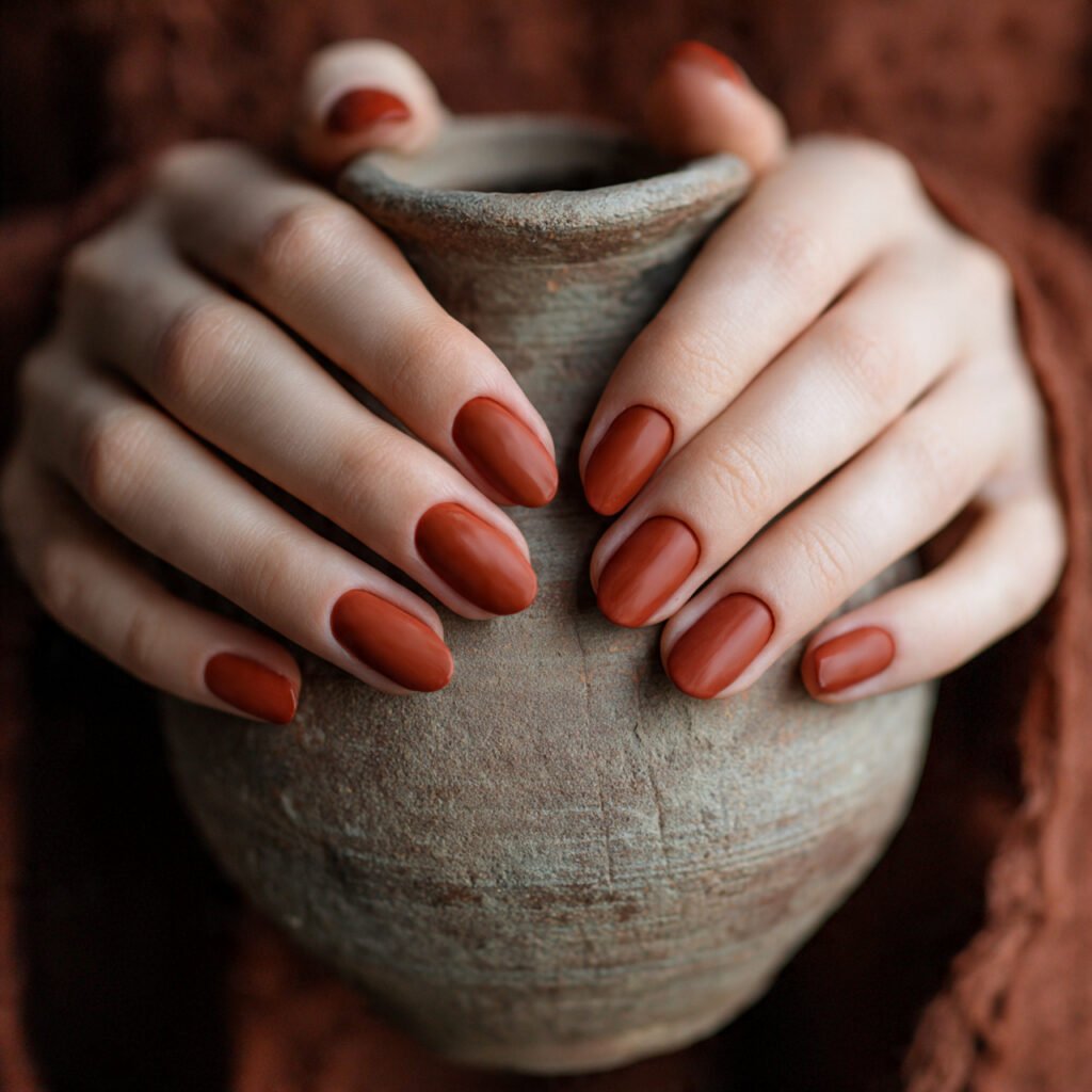 25 Best Brown Nail Ideas That Are Totally Trending Right Now 17 Russet Clay Nail Ideas