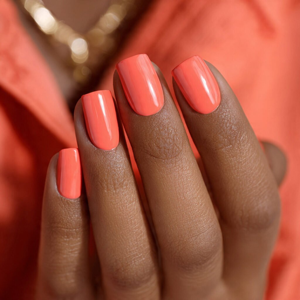 Bold Coral Peach Nail Ideas