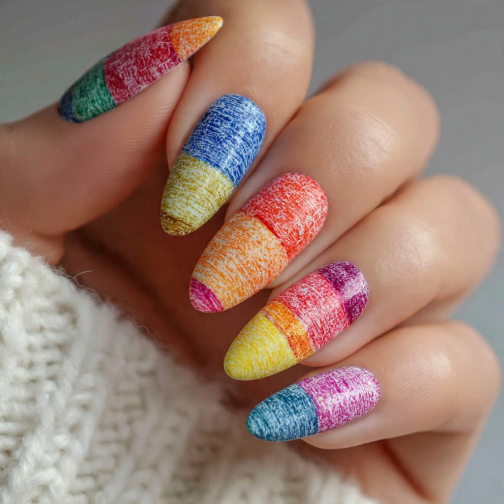 Colorful Crayon Inspired Nails Ideas