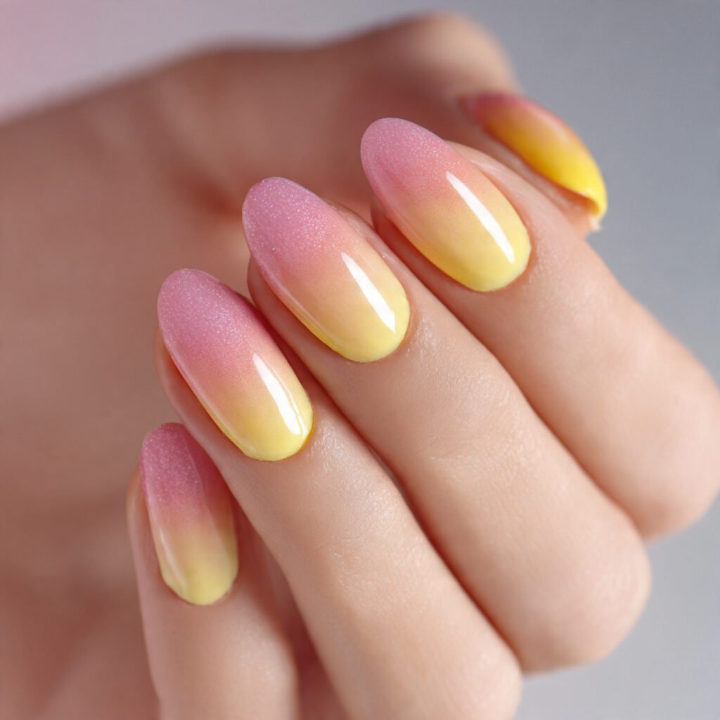 Pink and Yellow Ombre Nail Ideas