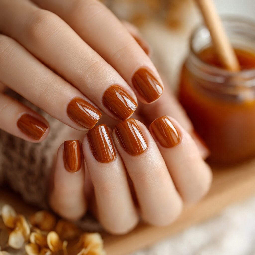 25 Best Brown Nail Ideas That Are Totally Trending Right Now 3 Warm Caramel Nail Ideas