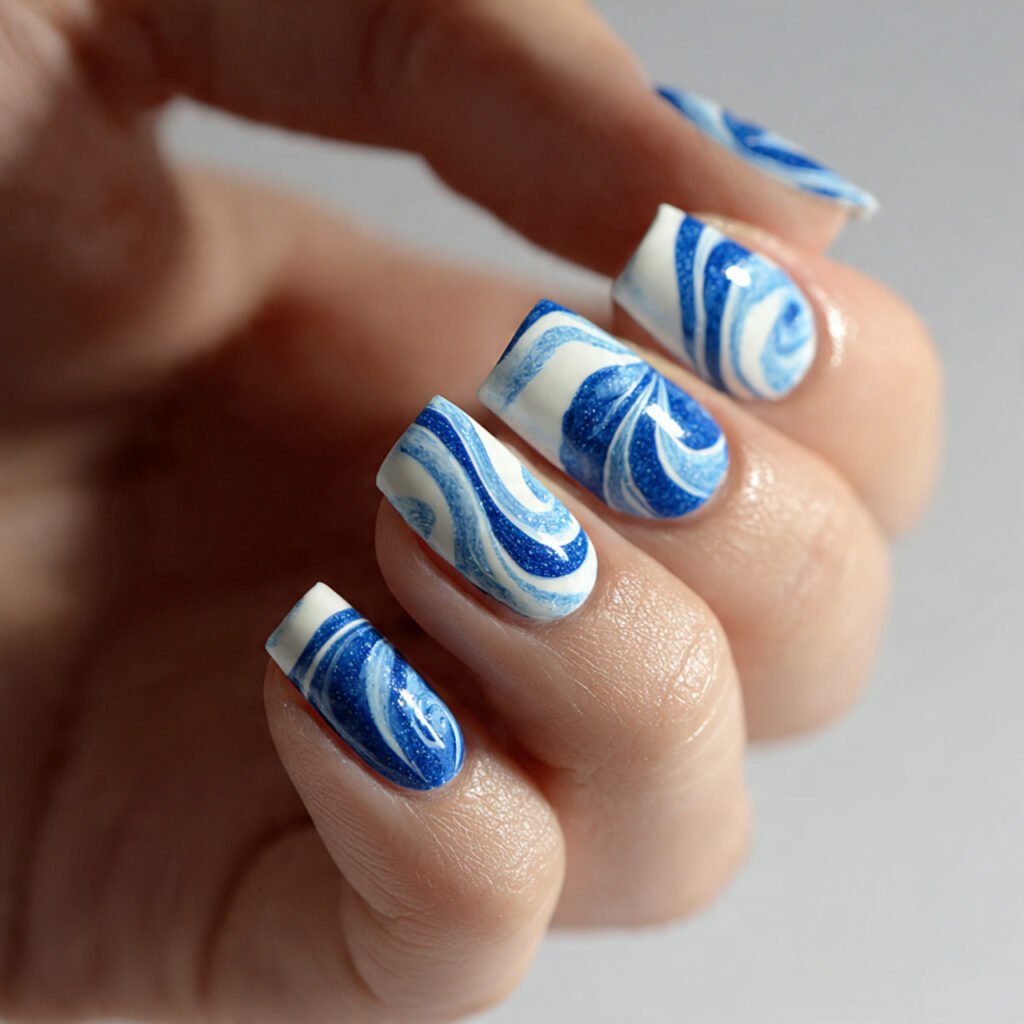 Blue Swirl Nail Art Ideas