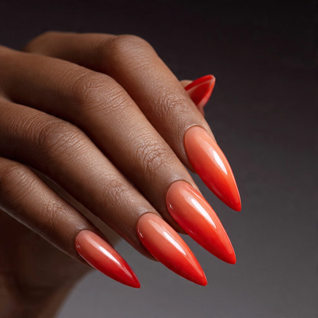 Peach Coral Stiletto Nail Ideas