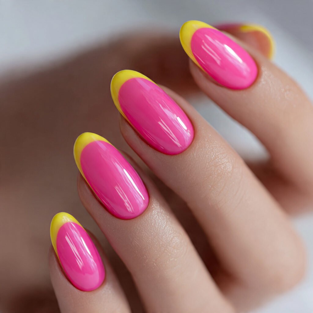 Pink and Yellow Gel Nail Ideas