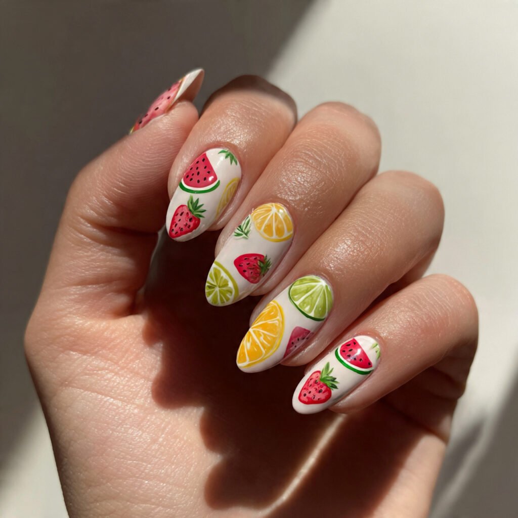 Fruit-Themed Almond Nail Ideas