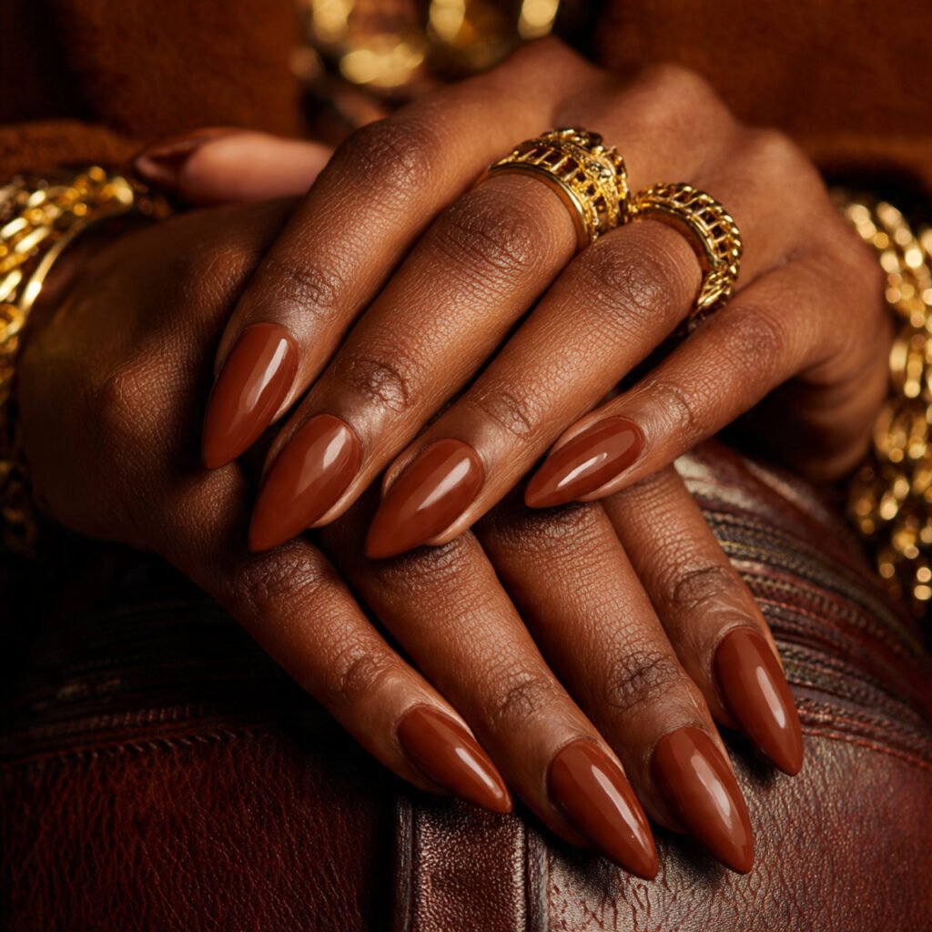 25 Best Brown Nail Ideas That Are Totally Trending Right Now 20 Cognac Brown Nail Ideas