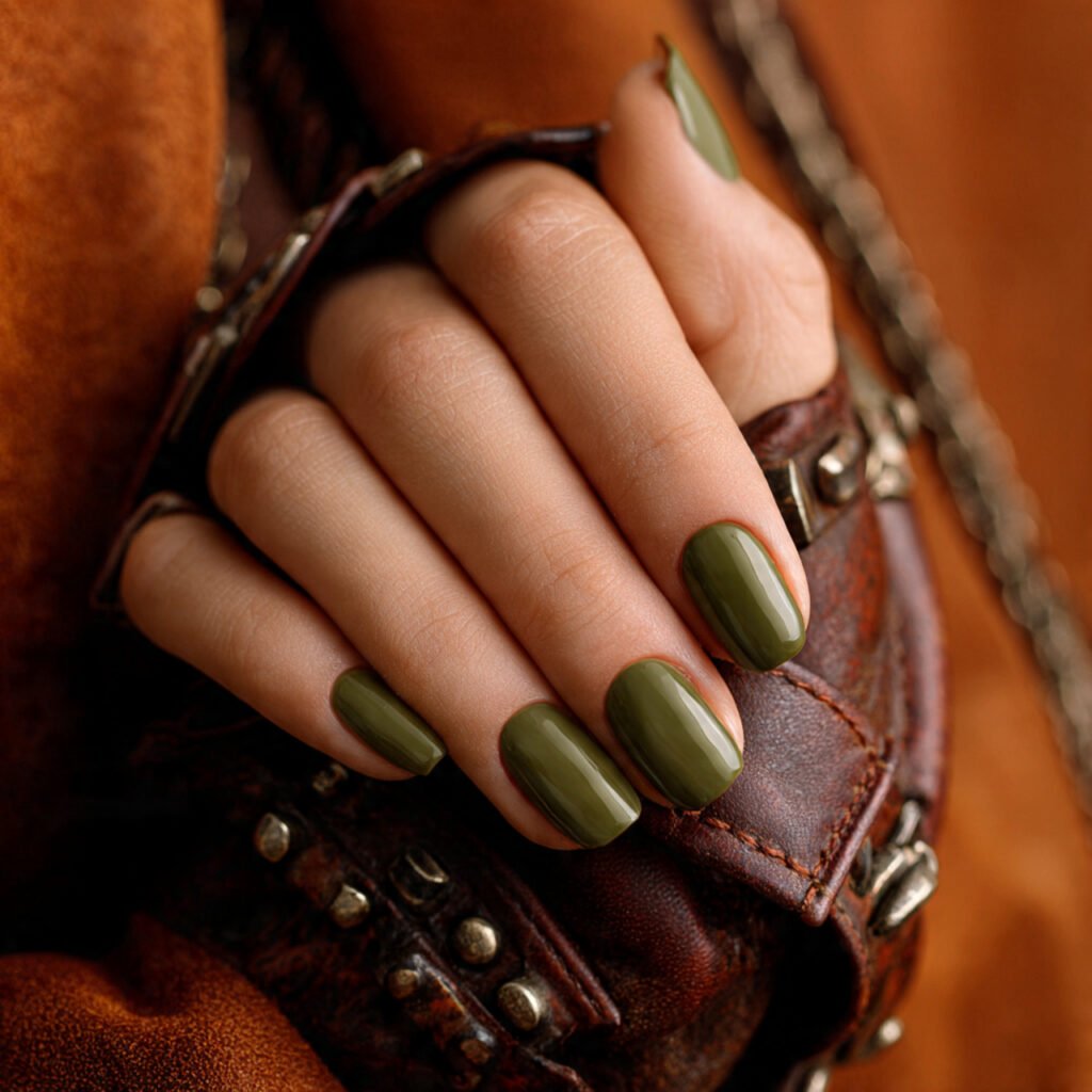 28 Stunning End of Summer Nail Color Ideas You Need to Try Now 21 Olive Green Nail Ideas