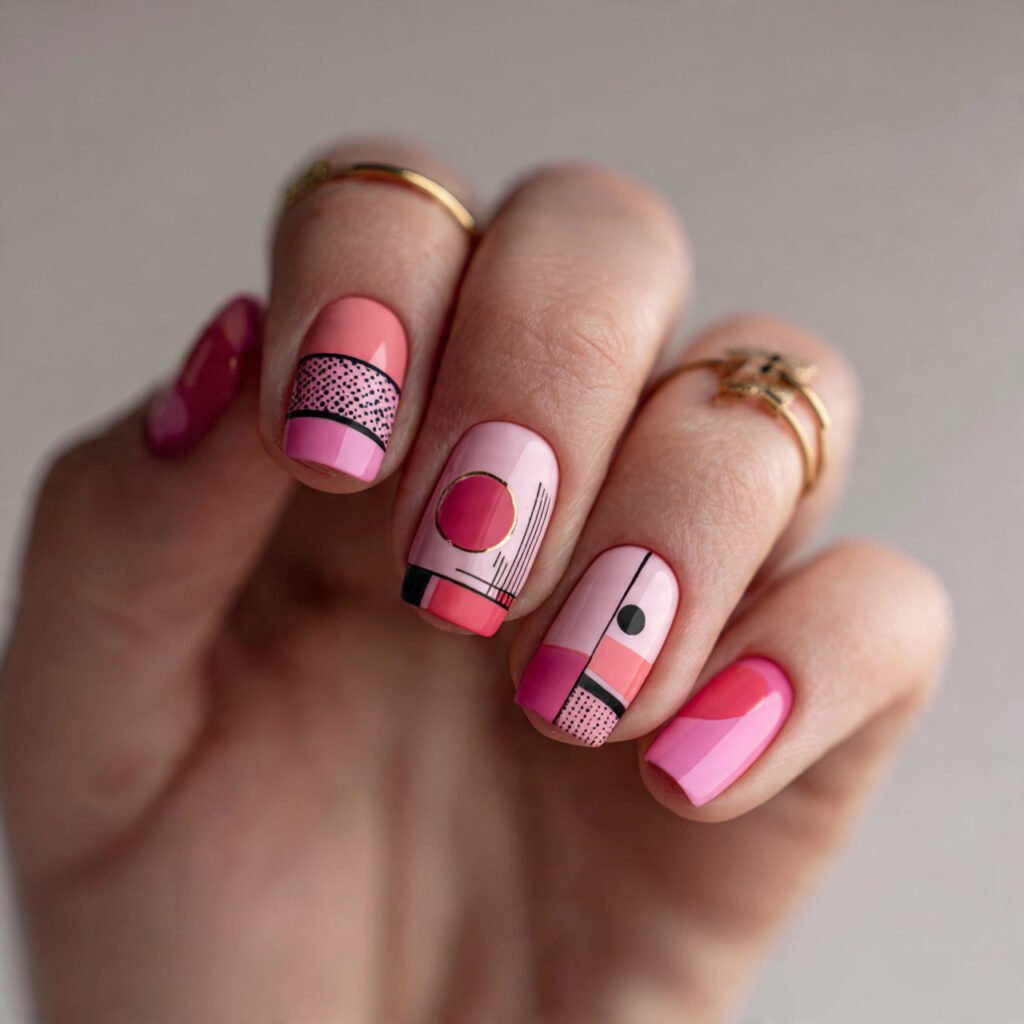 Pink Abstract Nail Art