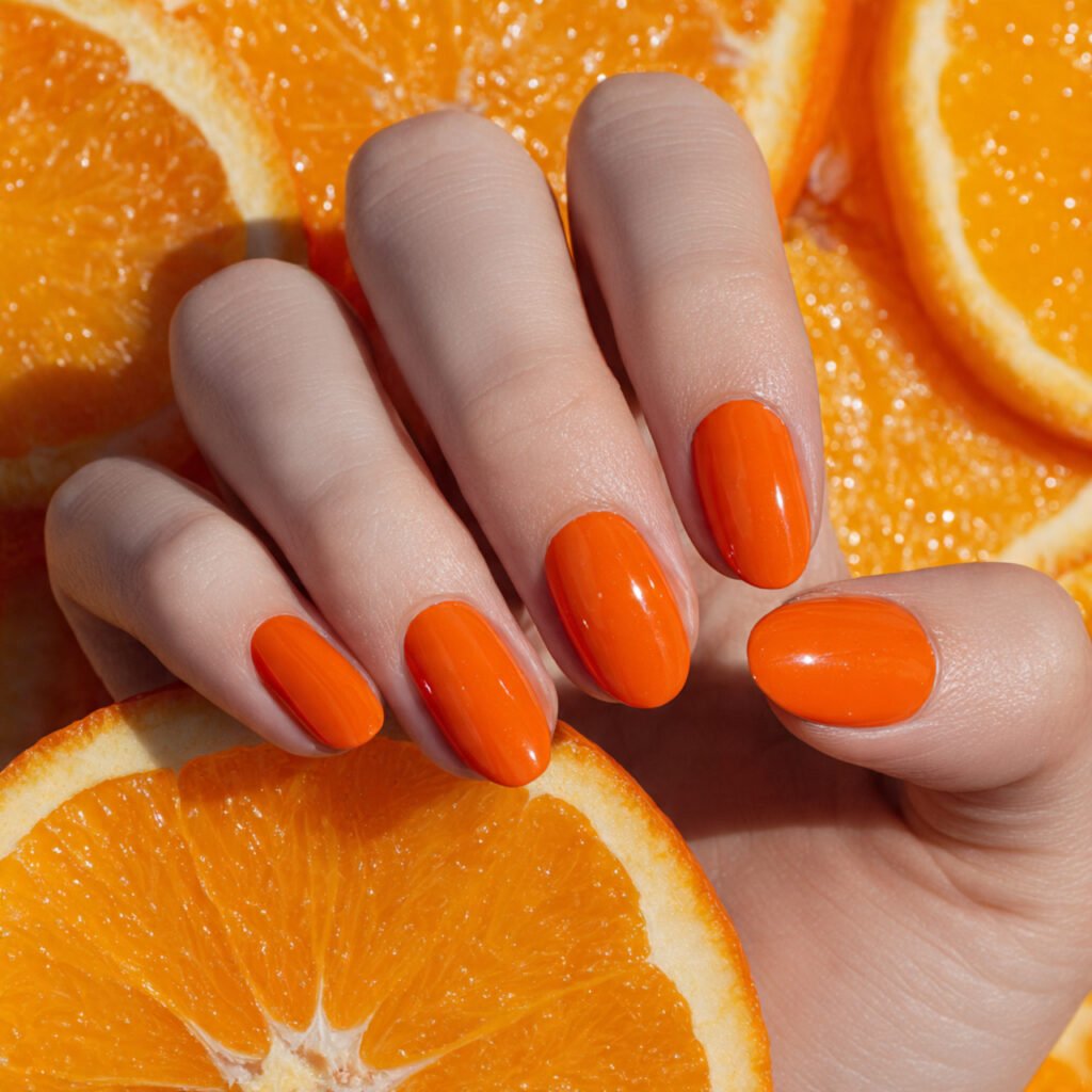 Tangerine Gloss Nail Ideas