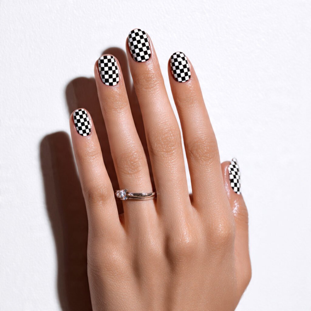 Checkerboard Dot Nail Ideas