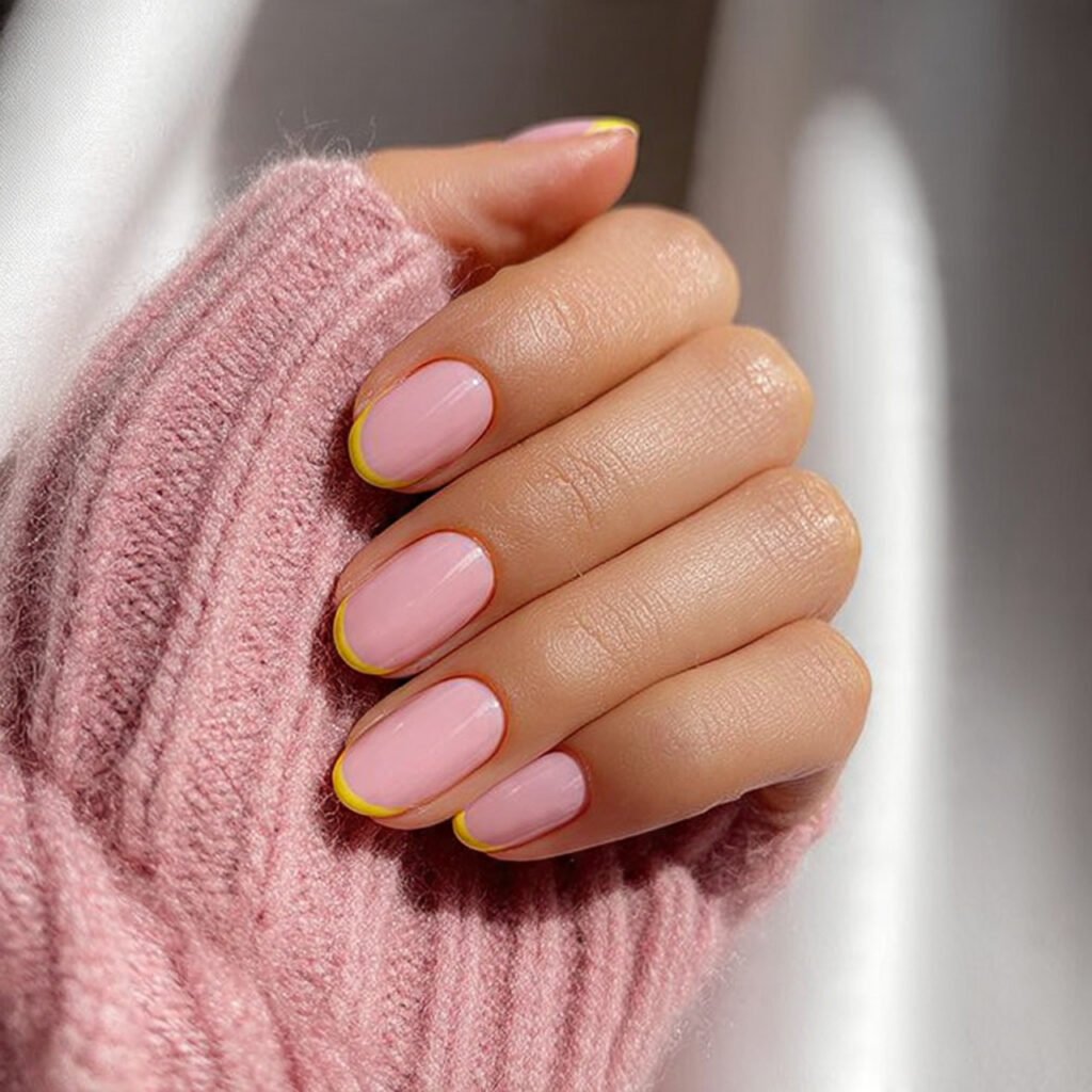 Pink and Yellow Minimalist Nail Ideas