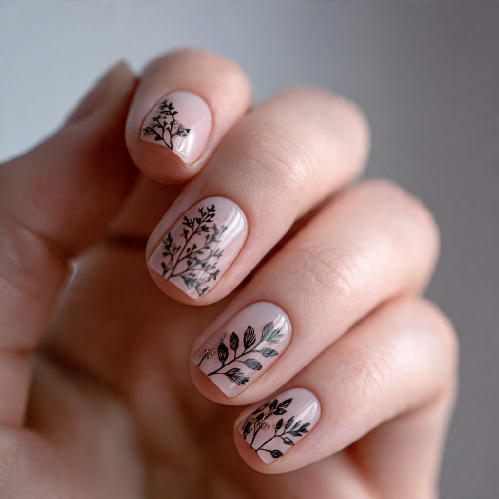 Discover 22 Creative Wow Nail Ideas for Your Next Look 19 Botanical Leaf Outlines