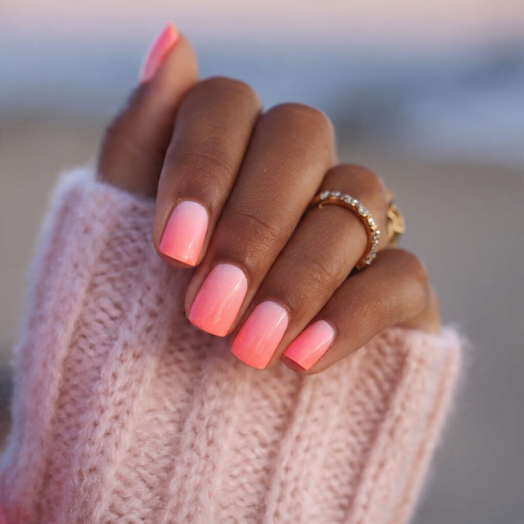 Pink Sunset Ombre Nails