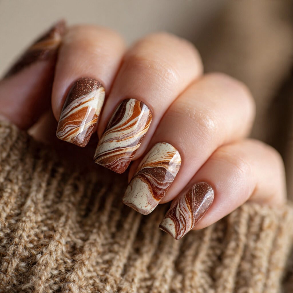 Cocoa Swirl Nail Ideas
