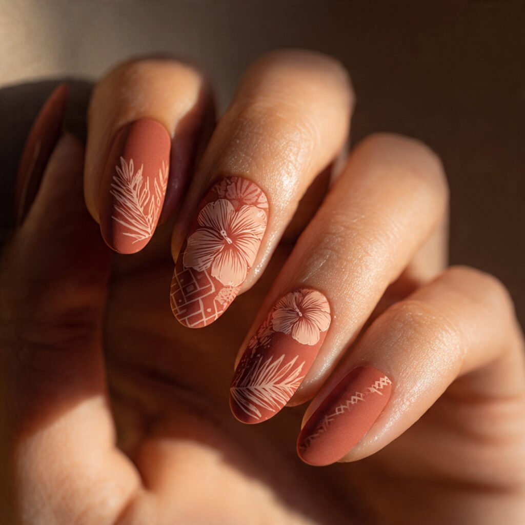 Hibiscus Boho Nail Ideas