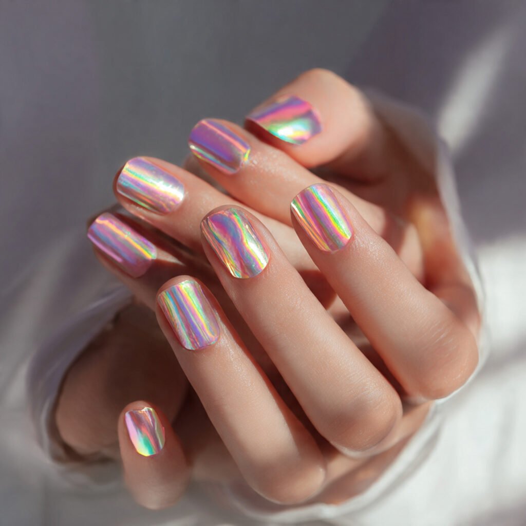 25 Gorgeous End of Summer Nail Ideas You Will Absolutely Love 22 Iridescent Shimmer Nail Ideas