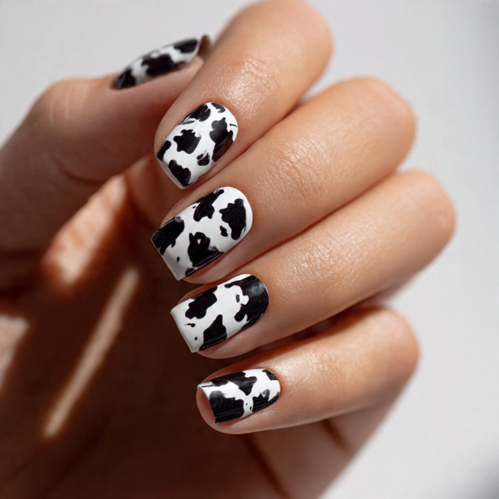 26 cowhide pattern nail ideas a close up photograp