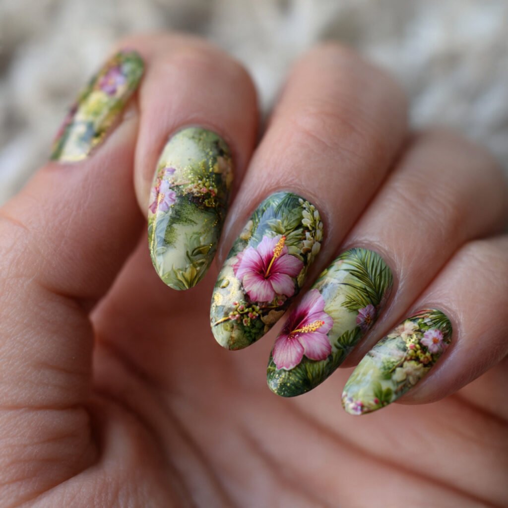 Hibiscus Garden Nail Ideas