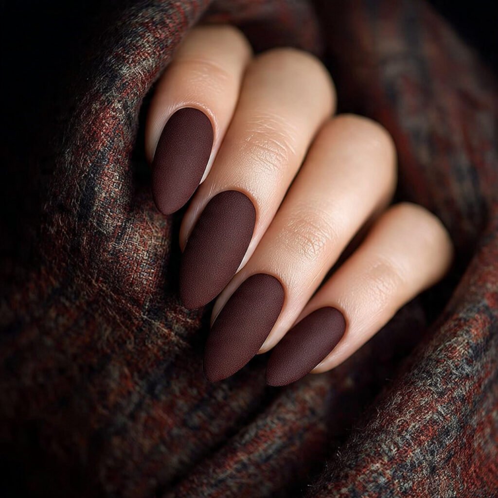 25 Best Brown Nail Ideas That Are Totally Trending Right Now 24 Brown Velvet Matte Nail Ideas