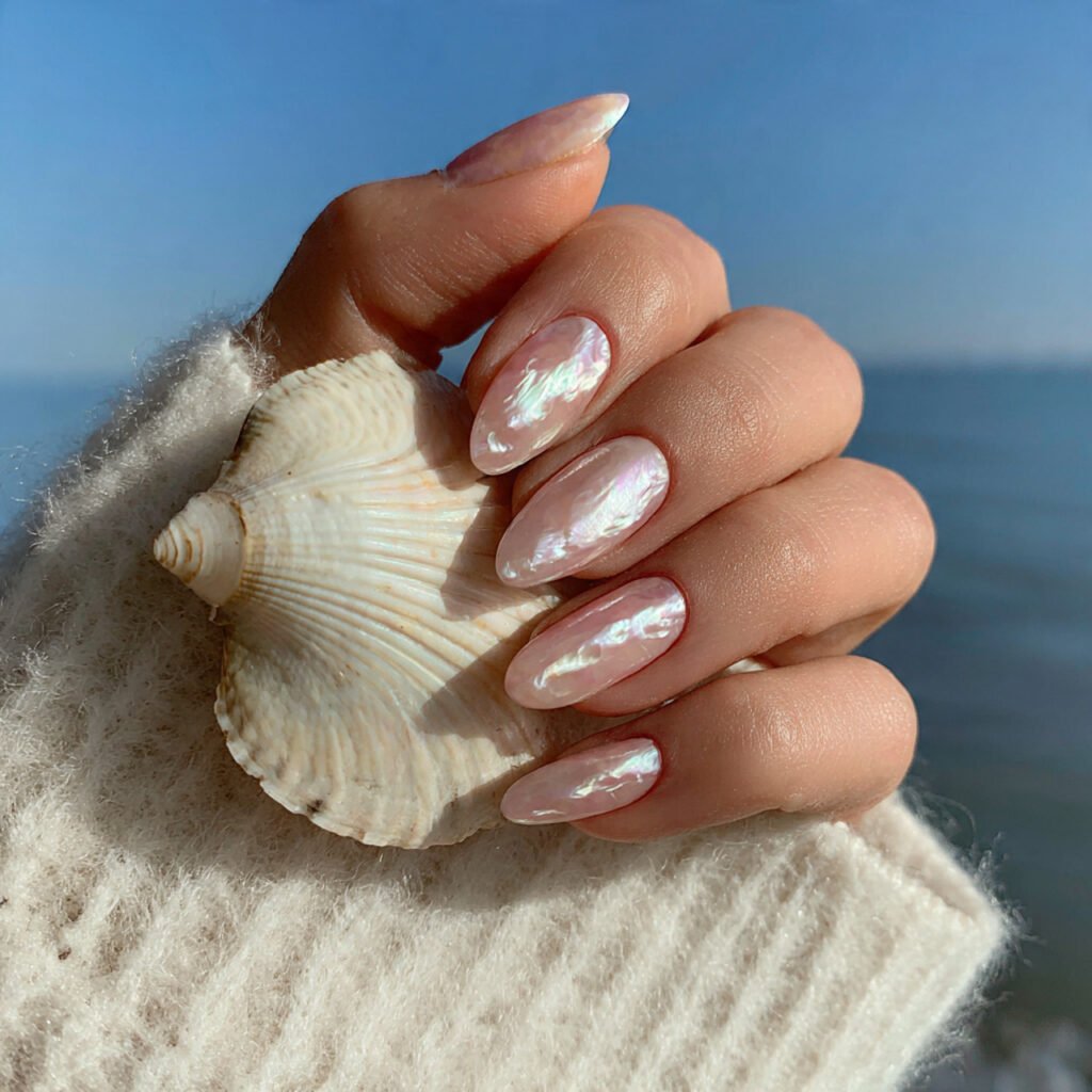 Seashell Almond Nail Ideas