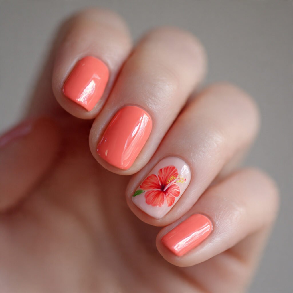 Hibiscus Short Nail Ideas