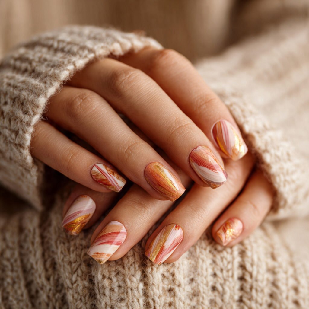 25 Gorgeous End of Summer Nail Ideas You Will Absolutely Love 24 Abstract Warm-Tone Nail Ideas