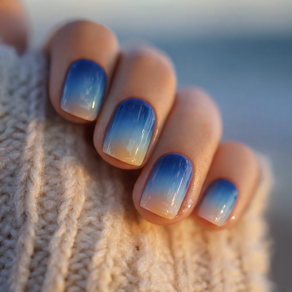 Blue Sunset Ombre Nail Ideas