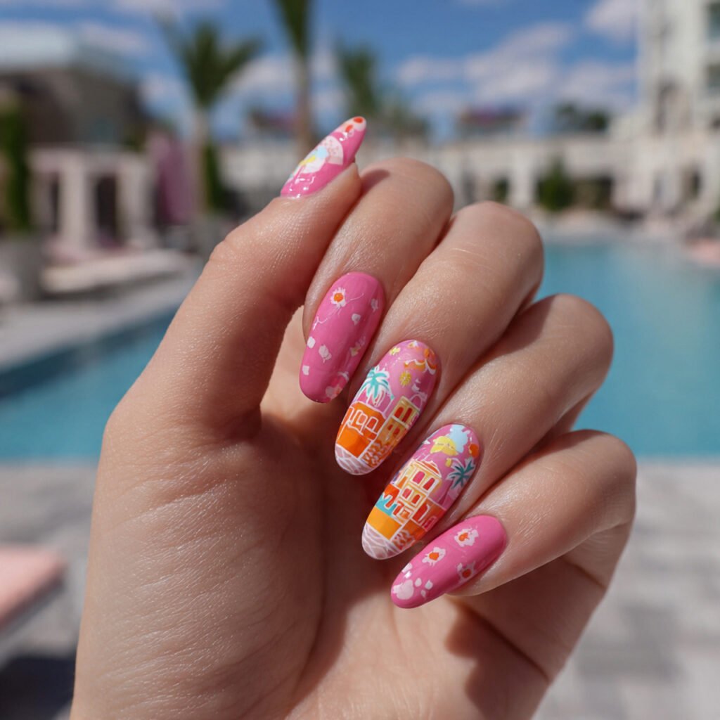 Pink Vacation Nail Designs